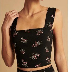 Abercrombie & Fitch Wide Strap Squareneck Top in Black Floral